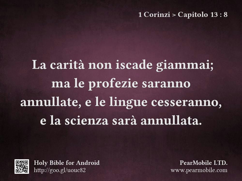 1 Corinzi, Capitolo 13:8